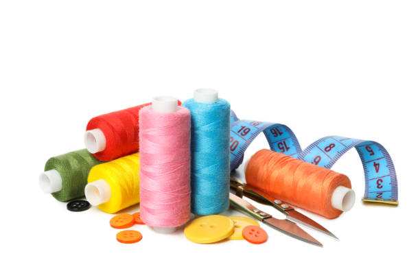 istock Group of sewing supplies isolated on white background 1286201940