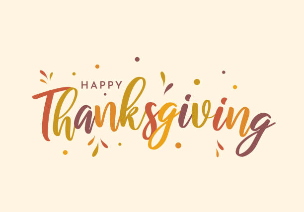 ilustrações de stock, clip art, desenhos animados e ícones de happy thanksgiving colorful lettering design. vector - thanksgiving