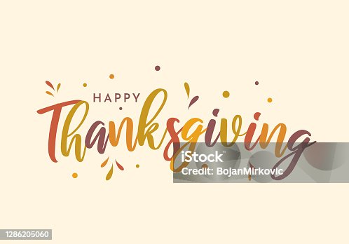 istock Happy Thanksgiving colorful lettering design. Vector 1286205060