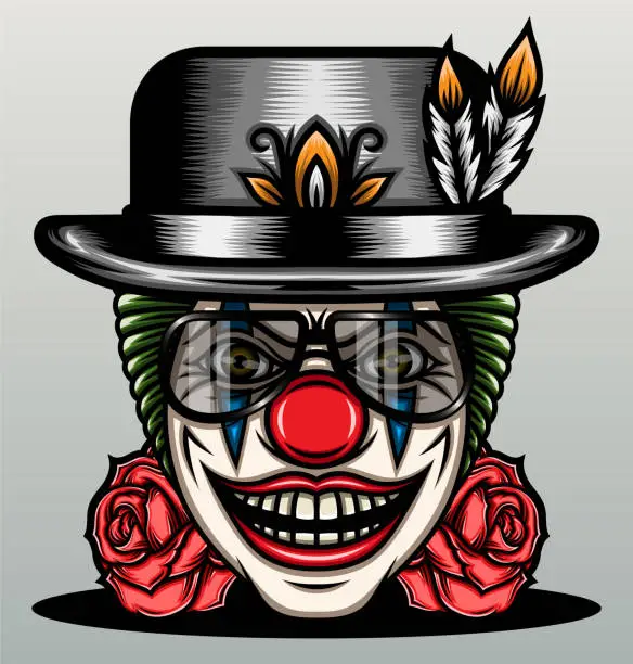Vector illustration of Clown with classic top hat