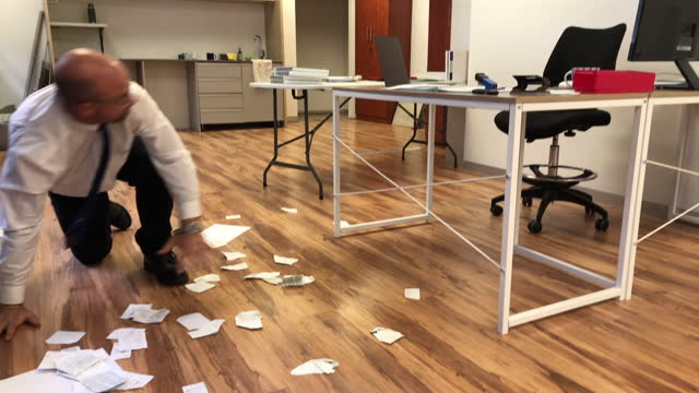 Office Goof falling spilling dropping and tripping