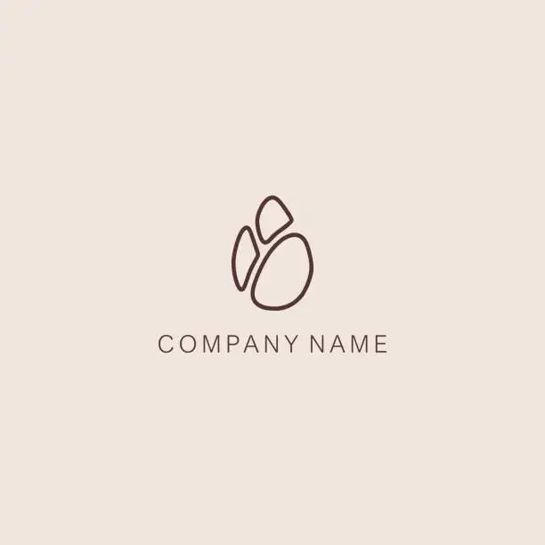 Vector illustration of A symbol or logo of a simple, minimalistic, stylized flower bud shape, consisting of three element. Made with a thin line