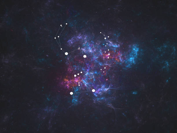Orion (with lines) constellation Orion (with lines) constellation. Constellation on a starry color sky background. Illustration of Hunter Orion for use in projects on imagination orion stars stock illustrations