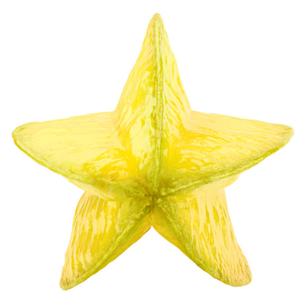 carambola, frutto stellare, isolato su sfondo bianco, percorso di ritaglio, piena profondità di campo - half full apple green fruit foto e immagini stock