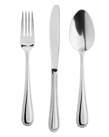 fork, knife, spoon, cutlery isolated on white background, clipping path