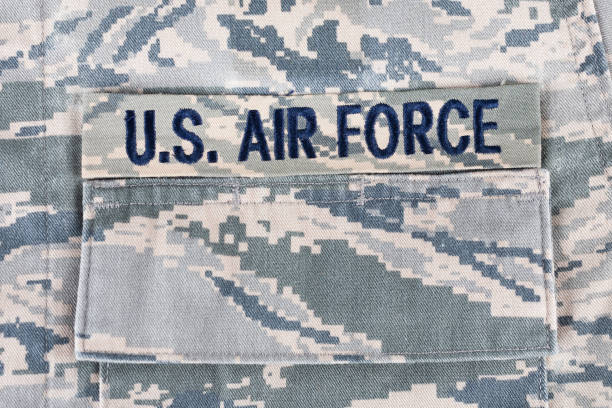 istock US AIR FORCE branch tape on digital tiger-stripe pattern Airman Battle Uniform (ABU) 1286222544