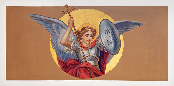 Vienna - The fresco of St. Michael archangel in the church St. Johann der Evangelist.