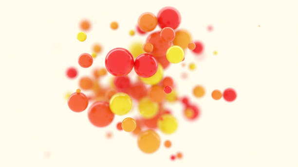 istock Abstract 3d red, yellow and orange bubbles on white background 1286233647