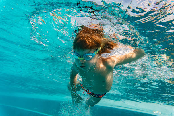 istock Little boy is diving in swimming pool 1286233663