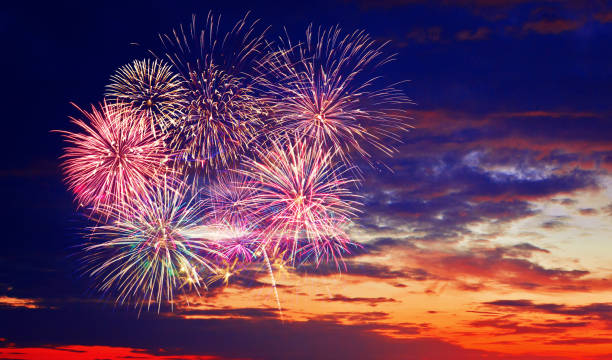 istock Abstract colored firework on dark sky. Celebration and anniversary concept 1286237729