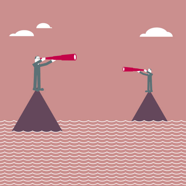 istock The two men stood on the island and looked at each other with  telescope. 1286237861