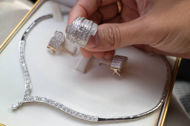 istock Fine luxury diamond jewellery set 1286242162
