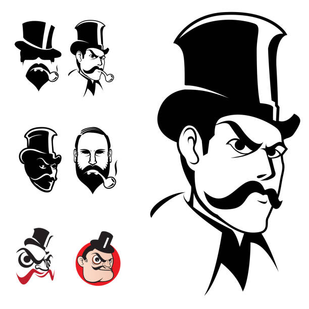 gentlemen head set gentlemen head set vector illustration sherlock holmes icon stock illustrations