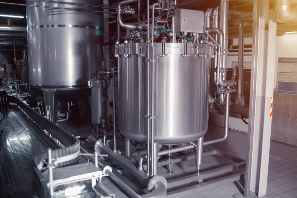 istock Fine filter for beer. Industrial beer filtration system in a brewery 1286242817