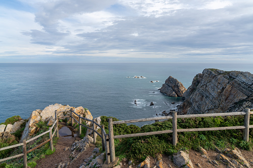 A view of the wild and savage coast at the Cabo de Penas in Asturias