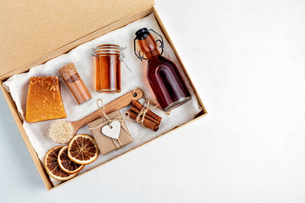 istock Preparing self care package, seasonal gift box with plastic free zero waste cosmetics products 1286243702