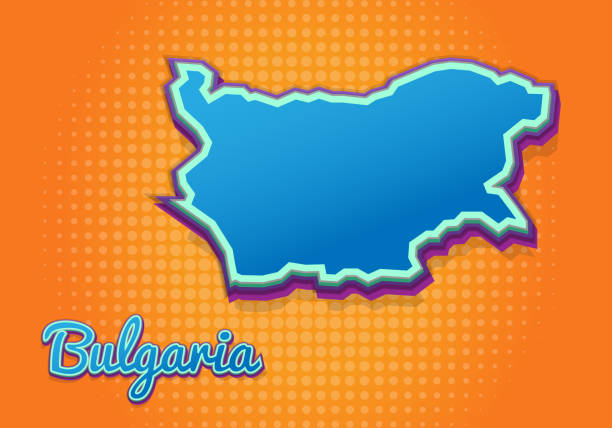 istock Retro map of bulgaria with halftone background. Cartoon map icon in comic book and pop art style. Cartography business concept. Great for kids design,educational game,magnet or poster design. 1286258761