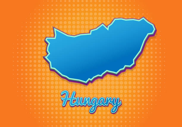 istock Retro map of hungary with halftone background. Cartoon map icon in comic book and pop art style. Cartography business concept. Great for kids design,educational game,magnet or poster design. 1286259716