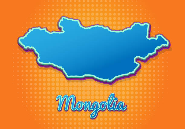 istock Retro map of Mongolia with halftone background. Cartoon map icon in comic book and pop art style. Cartography business concept. Great for kids design,educational game,magnet or poster design. 1286261497