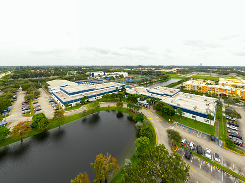 DAVIE, FL, USA - NOVEMBER 12, 2020: Aerial photo David Posnack Jewish Community Center and school