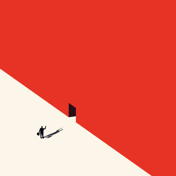 istock Business goal or objective vector concept with businessman walking through obstacles. The symbol of the difficult path ahead. New concept of possibilities. Vector 1286266051