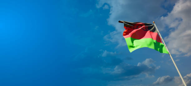 istock Malawi national flag with blank text space on wide background. 1286267271