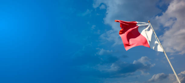 istock Malta national flag with blank text space on wide background. 1286267900