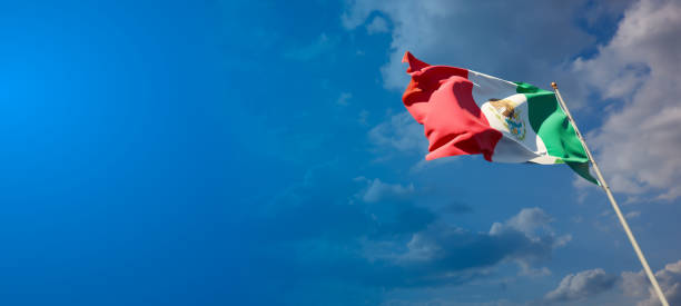 istock Mexico national flag with blank text space on wide background. 1286267960