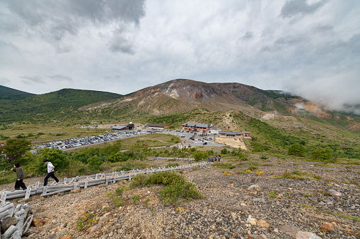 Mt.Azumakofuji is an active stratovolcano in the Bandai Azuma region of Fukushima prefecture. Volcanic eruptions in past has resulted in its conical shaped crater. The last known eruption  was as recent as in 1977. Its near perfect resemblance to Mt Fuji earned it the name Azuma Ko-Fuji. The fumarolic area at the base on slopes of the neighbouring Mt Issaikyo gives the entire area a sulphuric odour.