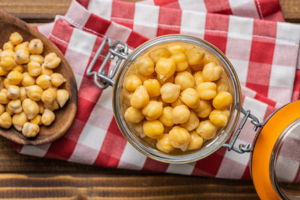 istock Healthy canned chickpeas in jar 1286276730