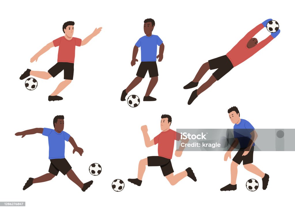 Vetores de Cartões De Futebol Masculinos De Desenho Animado Ilustração De  Vetor Isolado Pessoas Ativas Jogando Futebol Em Diferentes Poses e mais  imagens de Futebol - iStock