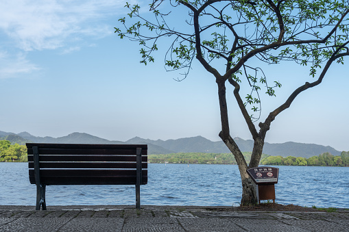 Landscape of West Lake, viewed from Zhongshan Park, in Hangzhou, China