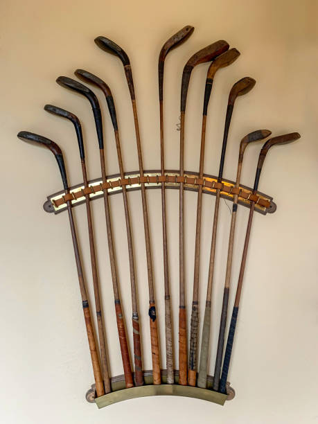 Old Golf Clubs Hanging on a Wall