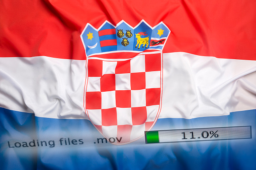 Downloading files on a computer with Croatia flag