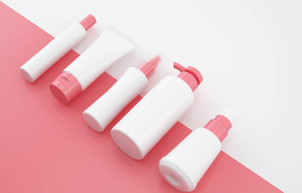 istock Cosmetic products white and pink coral diagonal mockup 1286290772