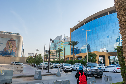 Street view of Olaya district in the downtown of Riyadh, Kingdom of Saudi Arabia