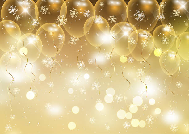 istock Christmas background with balloons and snowflakes 1286296286