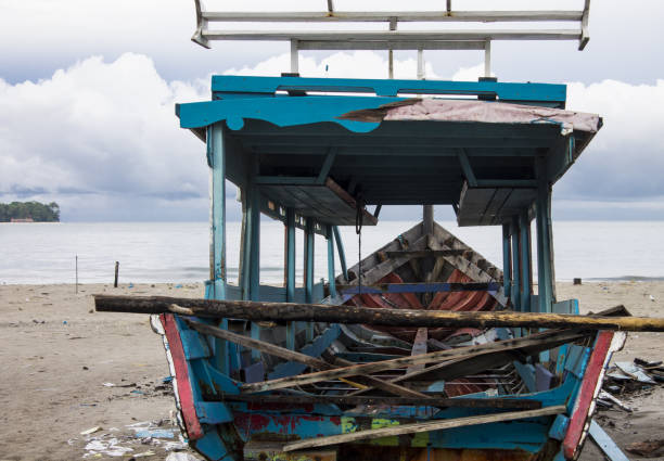 istock fishing boat that was damaged 1286297142