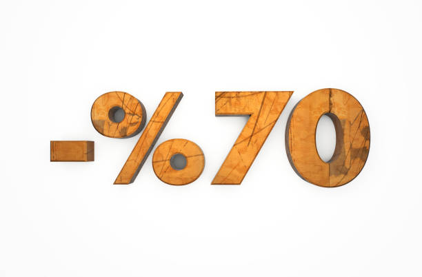 istock Wooden 70% discount text isolated on white 1286300202