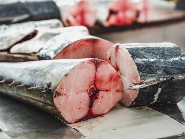 istock Fresh fish at the fish market. Close-up 1286301253