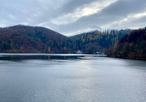 istock Lake between hills autumn 1286304273