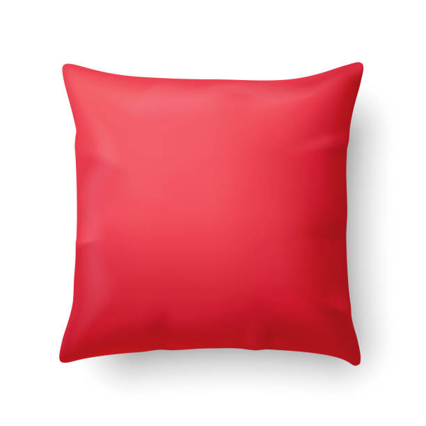 ilustrações, clipart, desenhos animados e ícones de travesseiro - pillow cushion red textile