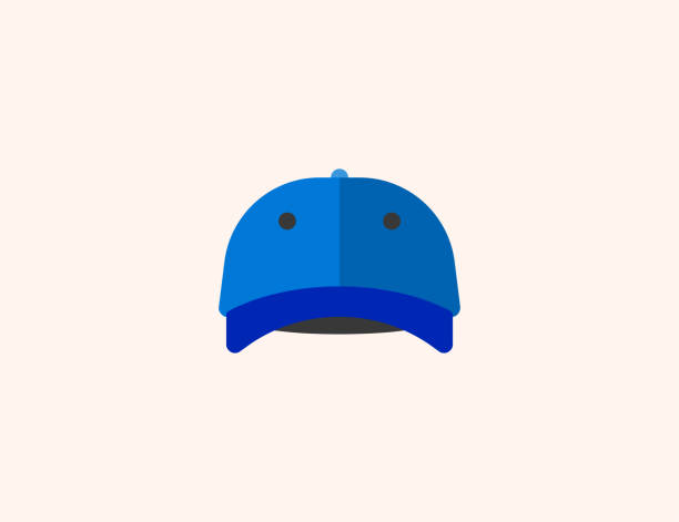 illustrations, cliparts, dessins animés et icônes de icône vectorielle billed cap. chapeau billed bleu d’isolement, symbole plat de couleur de chapeau d’été - bouchon et capsule