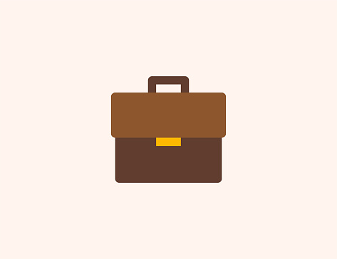 Briefcase vector icon. Isolated Brown leather suitcase flat colored symbol