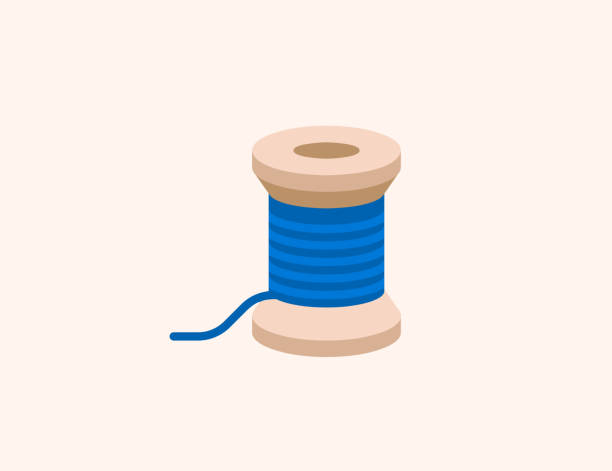 ilustrações de stock, clip art, desenhos animados e ícones de thread vector icon. isolated thread, yarn, textile industry flat colored symbol - needle thread sewing red