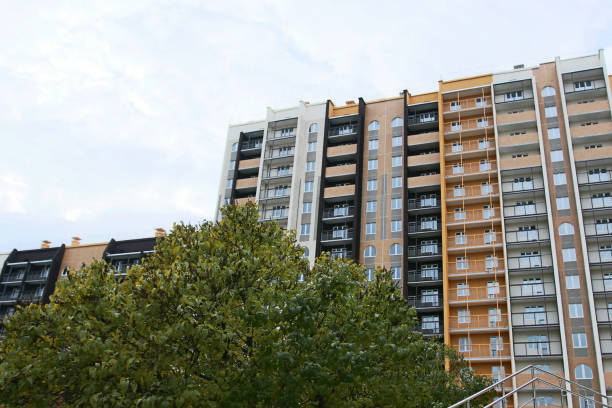 istock trees standing in front of a multi-storey building 1286308596