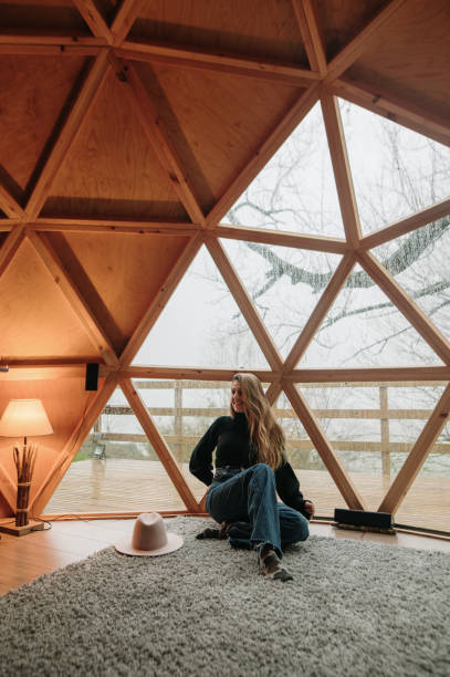 istock Young woman inside a wooden dome 1286312684