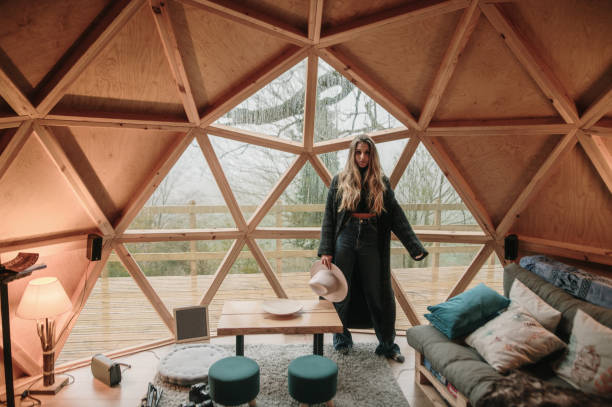 istock Young woman inside a wooden dome 1286312685