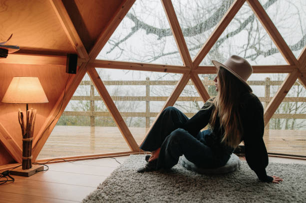 istock Young woman looking through the window 1286312913