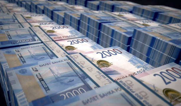 istock Russian Ruble RUB money banknotes pack 1286313363